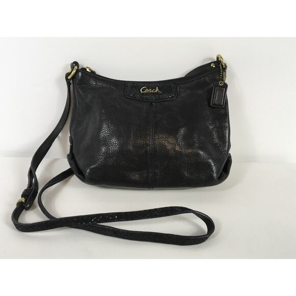 Coach Ashley Women’s Black Pebbled Leather Snake Embossed Medium Crossbody - Picture 1 of 12